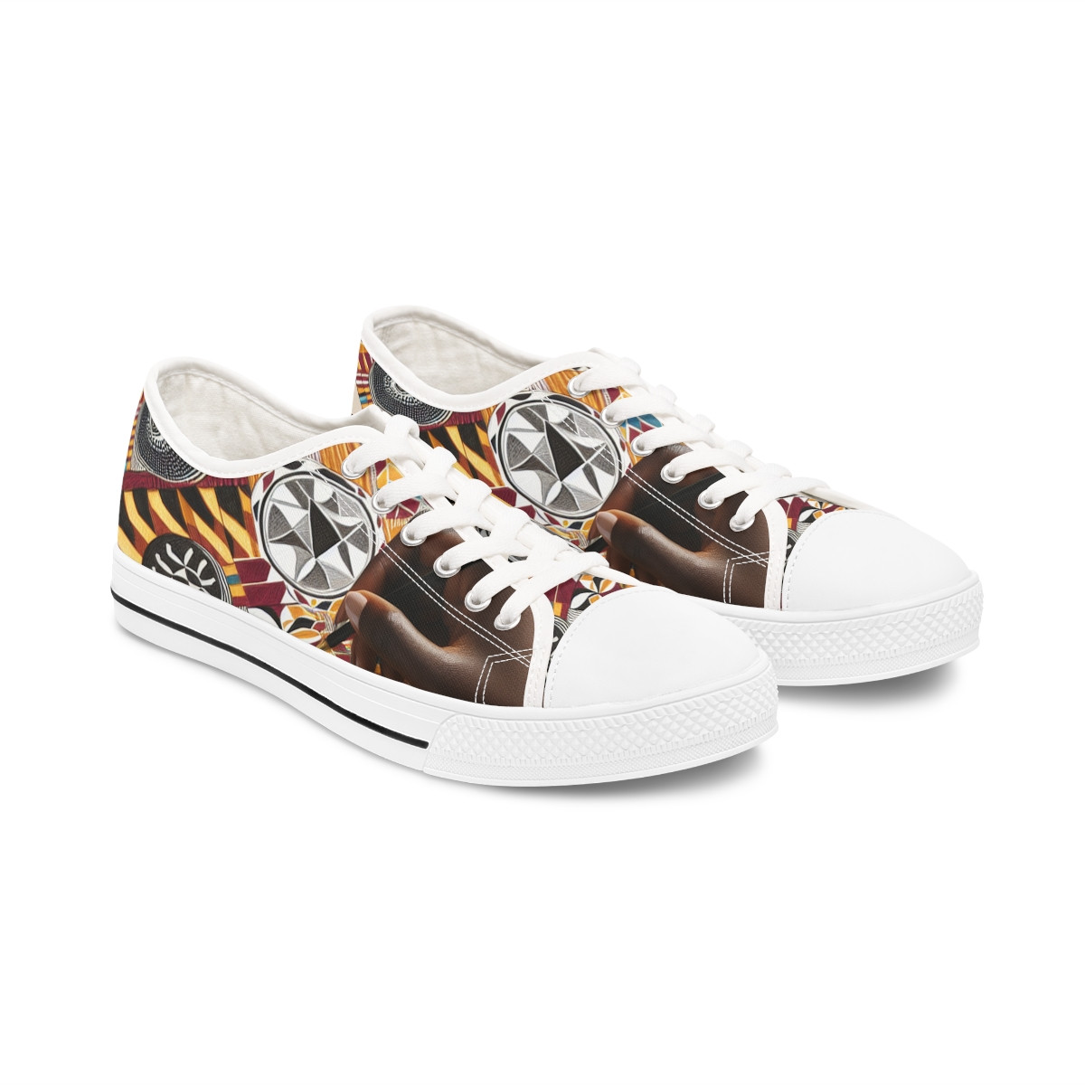 "AfroFusion Kente Kicks" - Women's Lowtop Sneakers