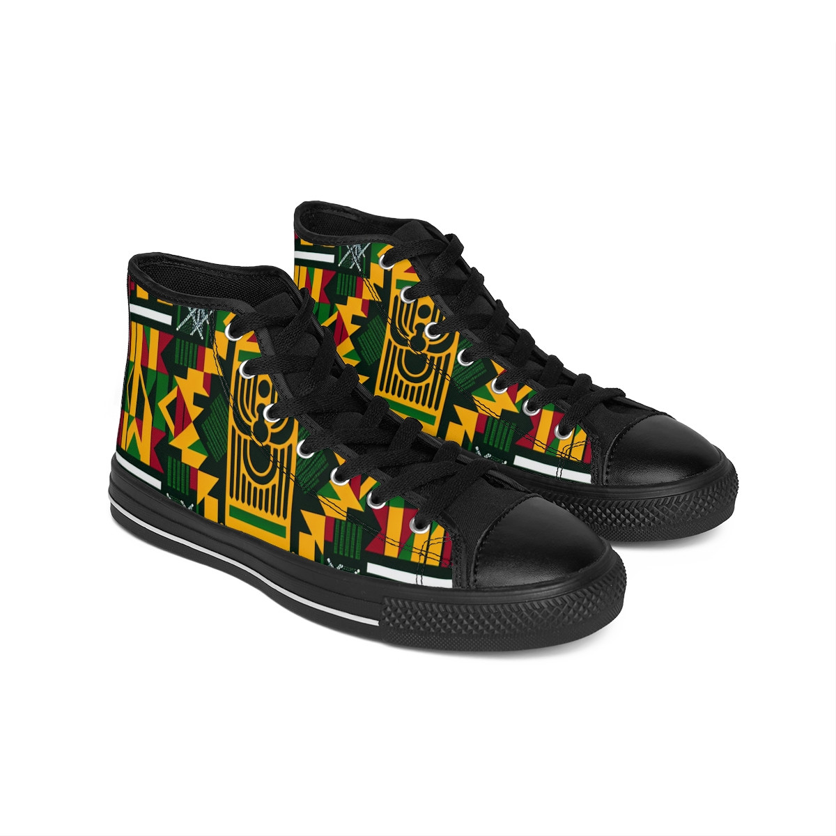 "HeritageStride: AfroFusion Kente Kicks" - Women's Classic Sneakers