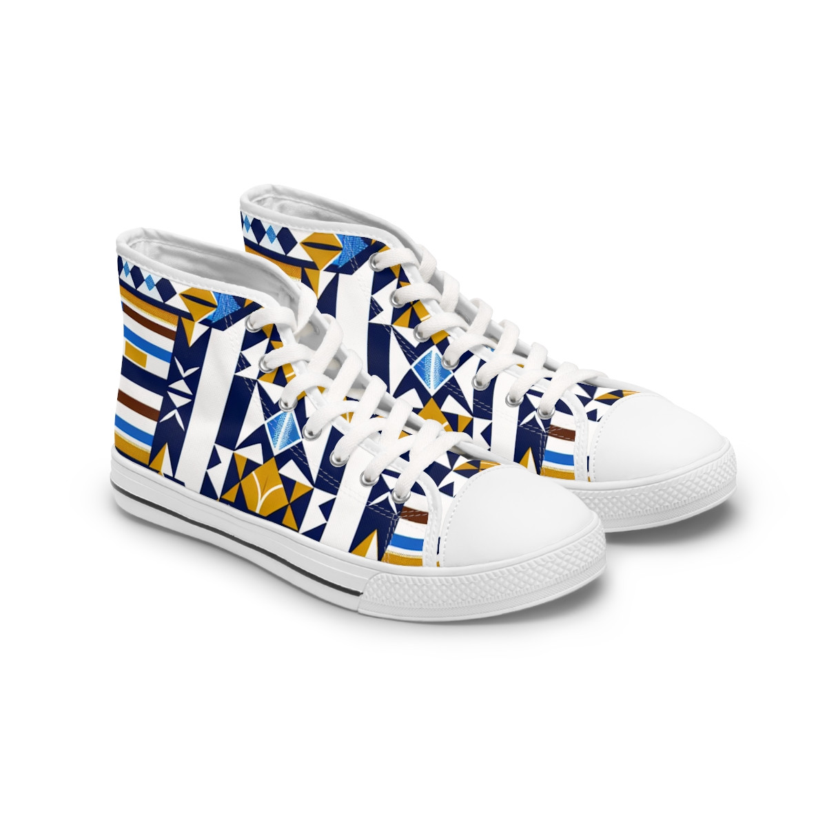 "AfricaStride Fusion Kente Sneakers" - Womn's High top Sneakers