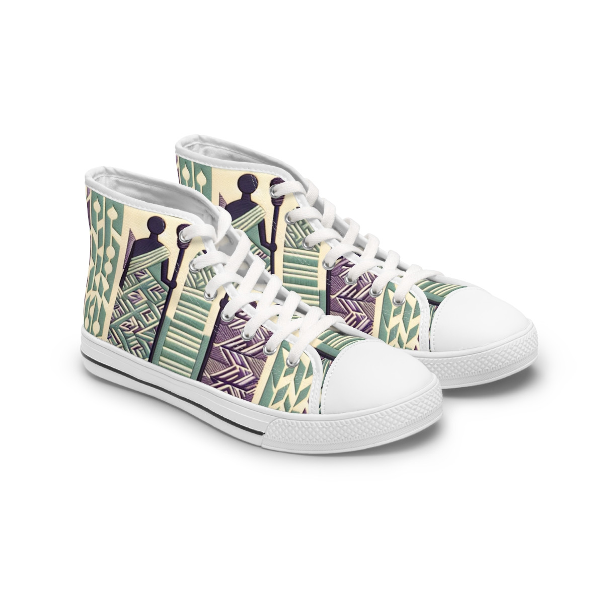 "AfroStride Kente-Kicks" - Womn's High top Sneakers