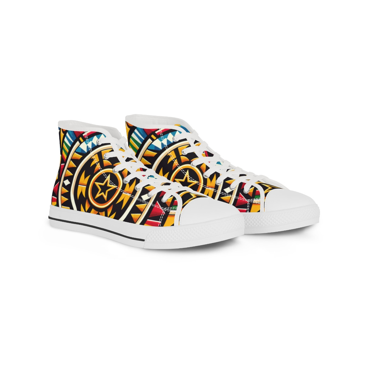 "Kente Kaleidoscope Kicks" - Men's High top Sneakers