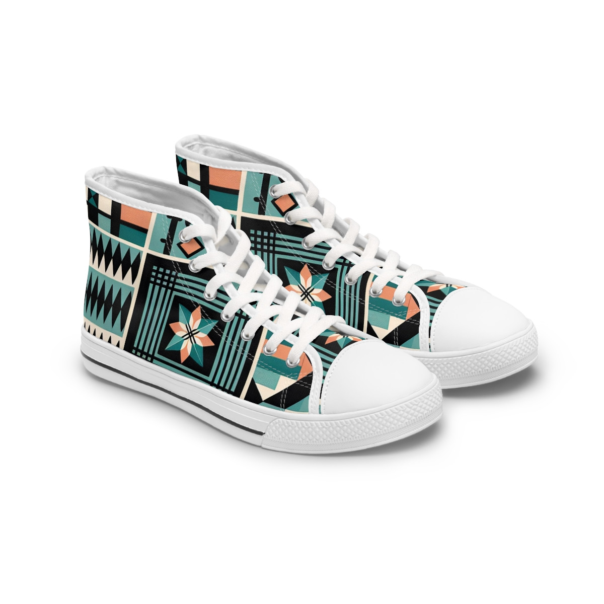"AfroFusion Kente Kicks" - Womn's High top Sneakers