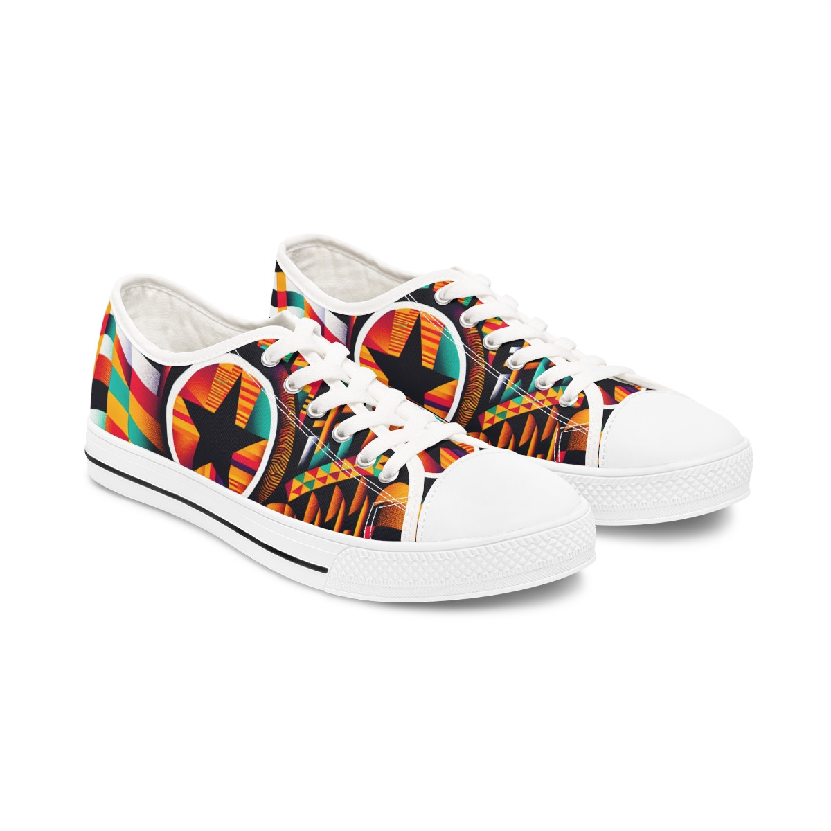"AfroFusion Kente Kicks" - Women's Lowtop Sneakers