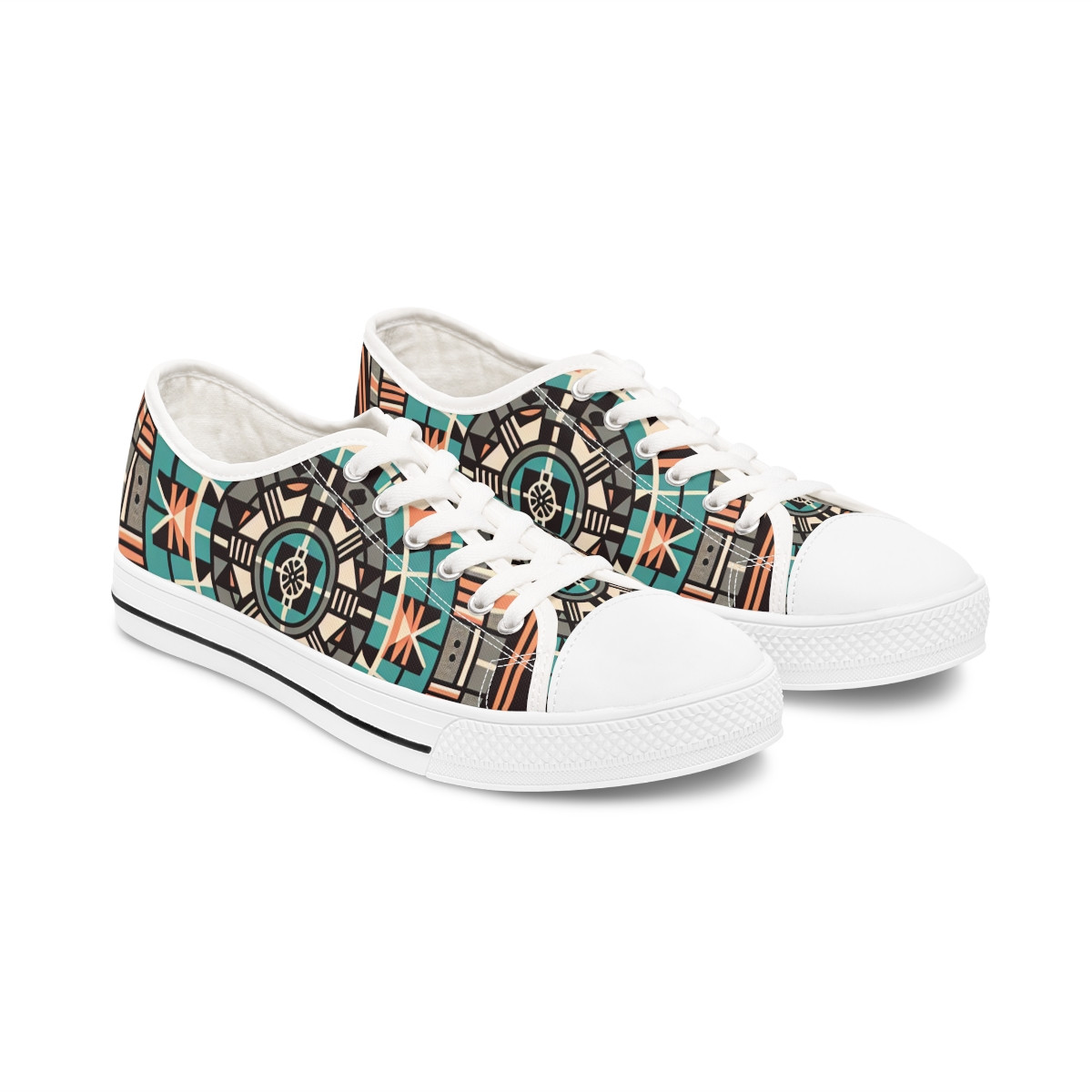 "AfroFusion Kente Kicks" - Women's Lowtop Sneakers