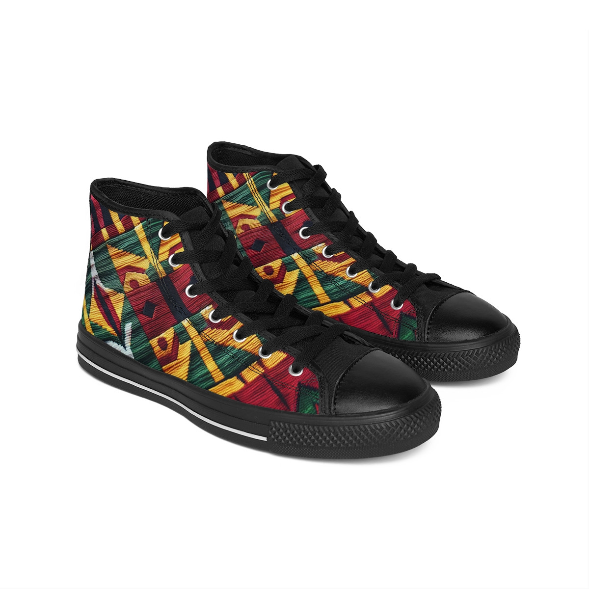 "Stride in Pride: AfroFusion Kente Kicks" - Women's Classic Sneakers