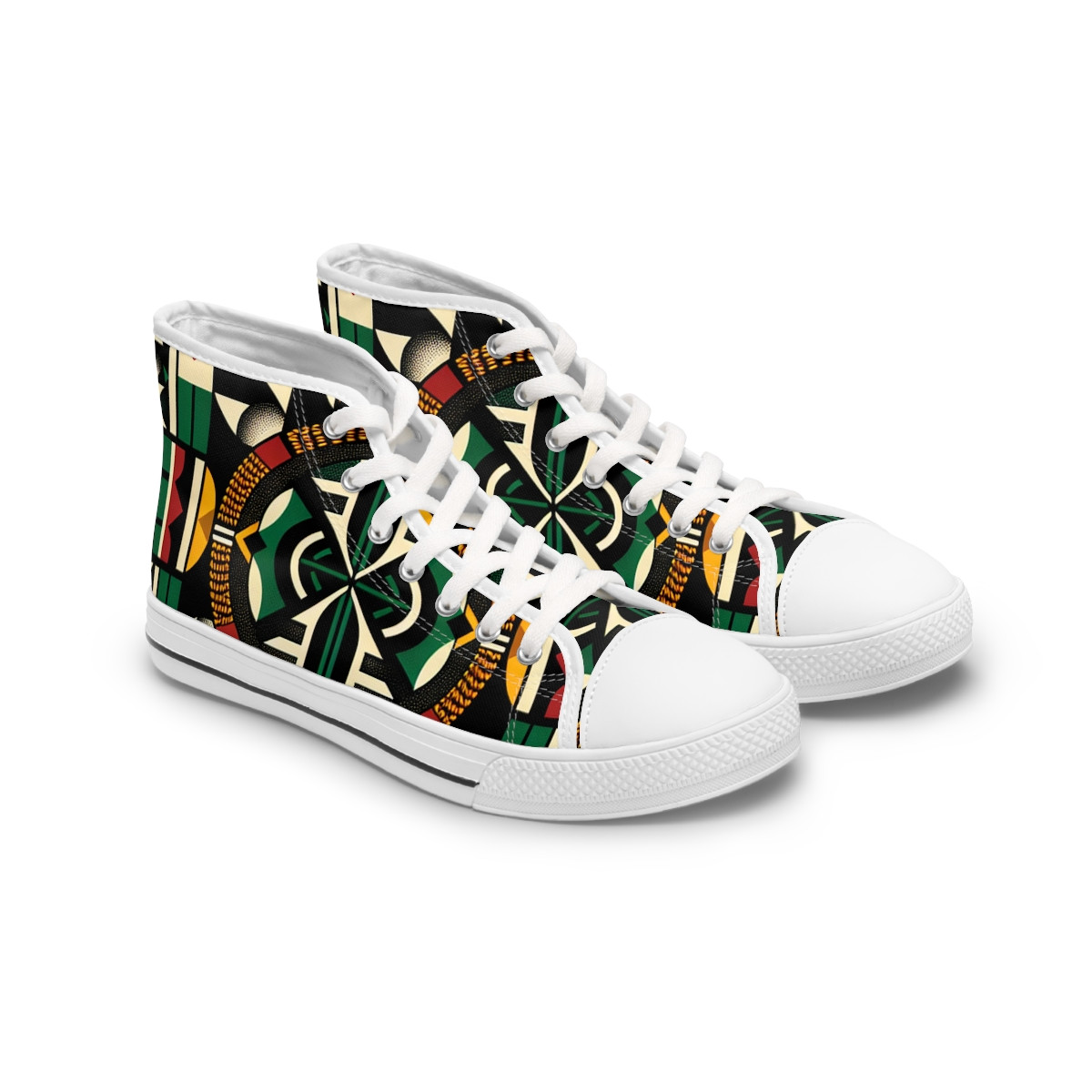 "AfroKicks: Kente Kaleidoscope Sneakers" - Womn's High top Sneakers