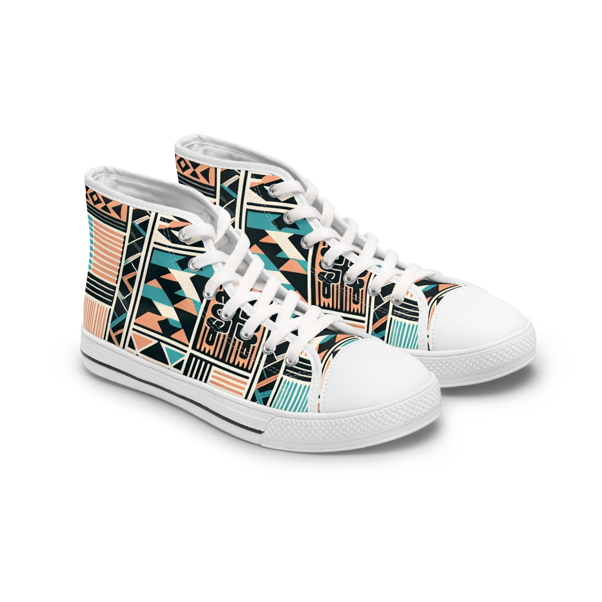 "AfroFusion Kente Kicks" - Womn's High top Sneakers