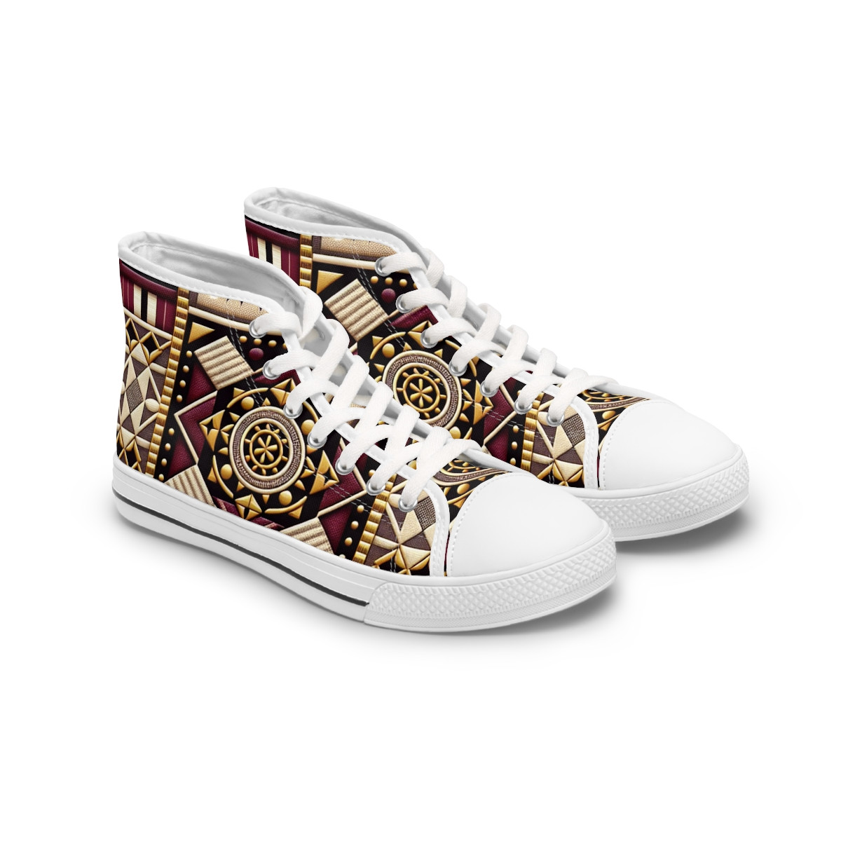 "AfroFusion Steps: Kente Kaleidoscope Sneakers" - Womn's High top Sneakers