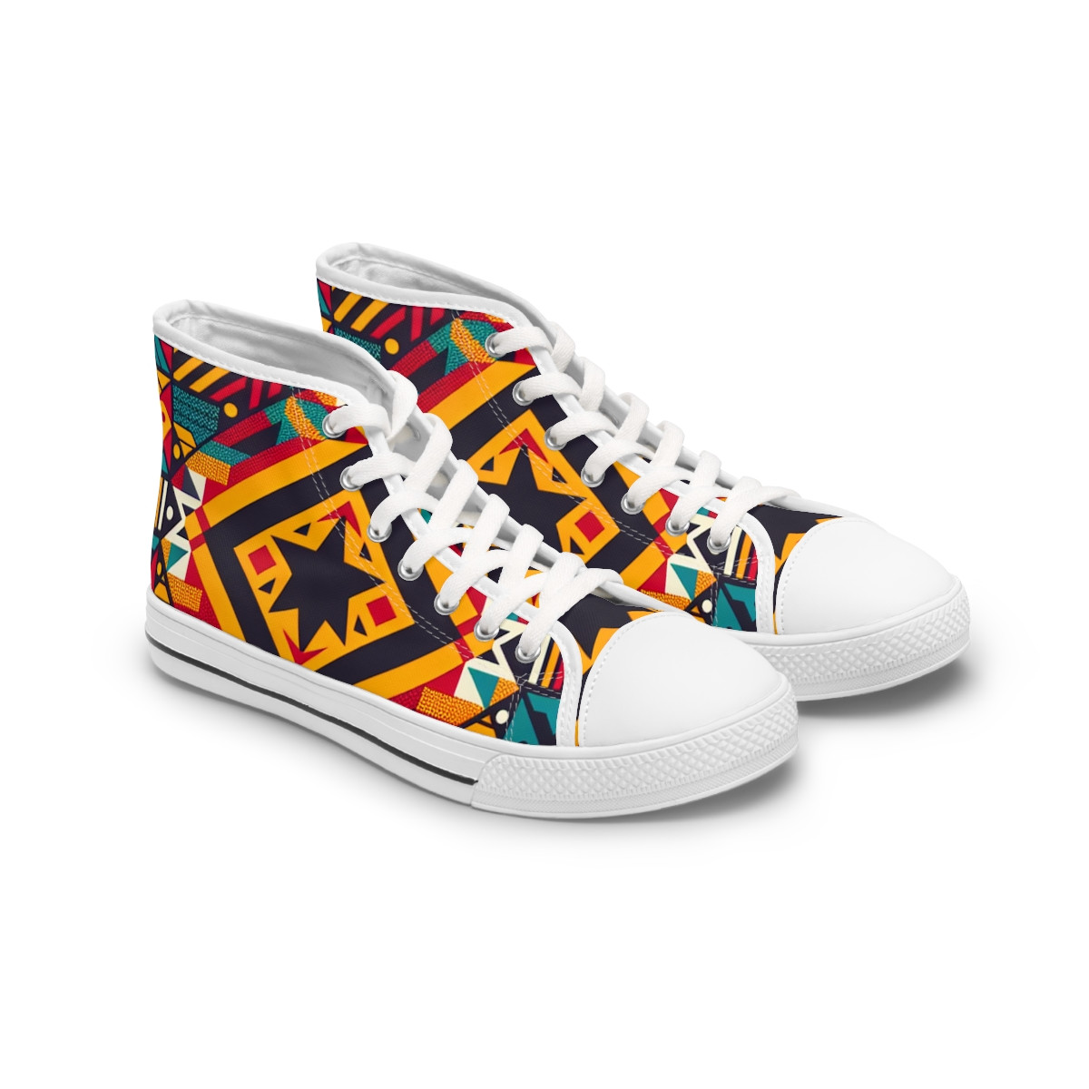 "AfroStride Kente Kicks" - Womn's High top Sneakers