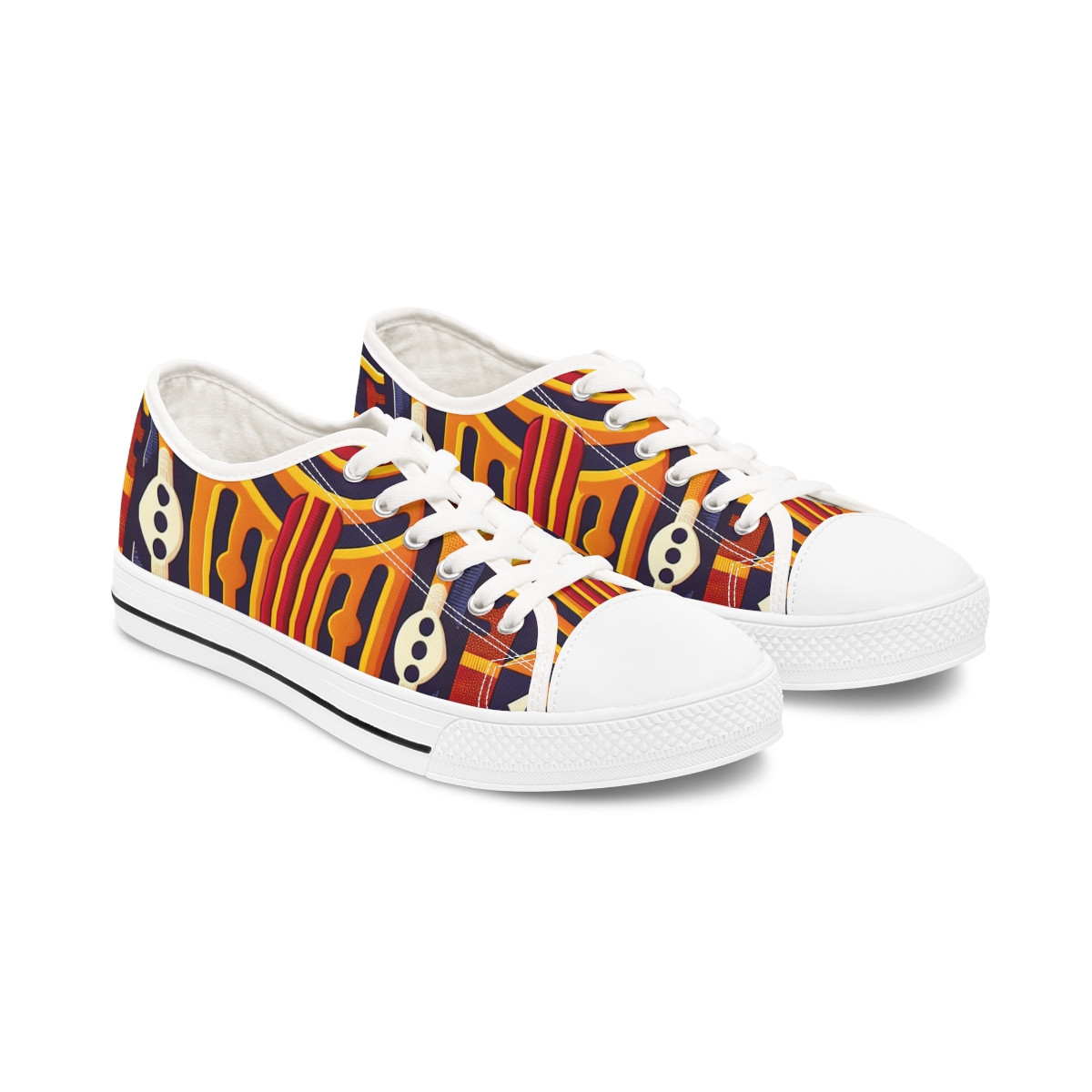 "AfroFusion Kente Kicks" - Women's Lowtop Sneakers