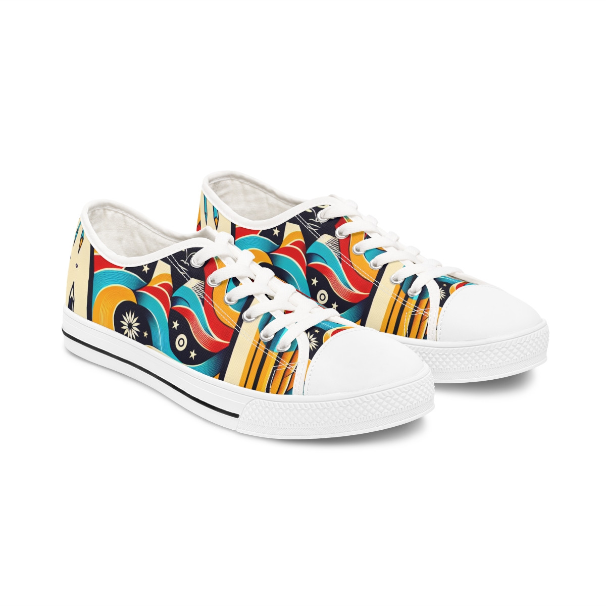 "Heritage Stride: Afro-Fusion Kente Kicks" - Women's Lowtop Sneakers