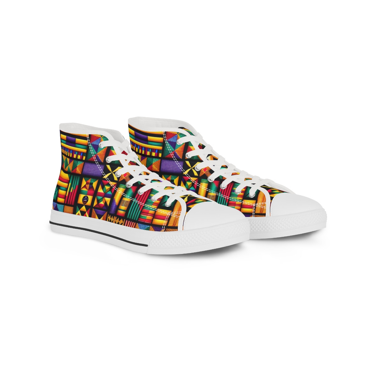 "Heritage Stride Kente Kicks" - Men's High top Sneakers