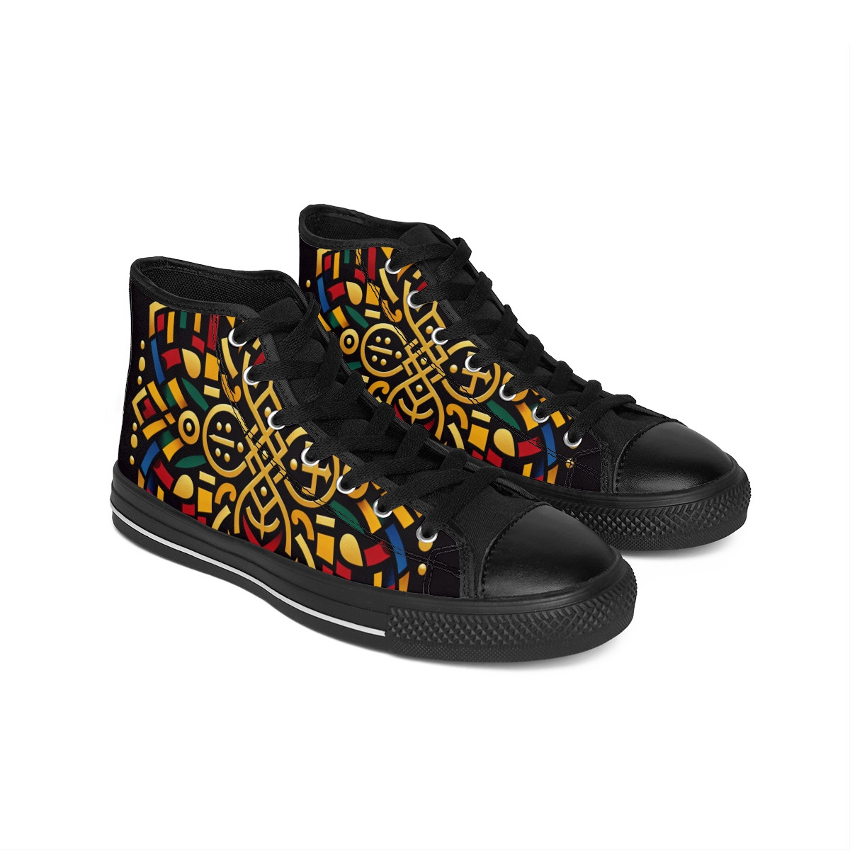 "AfroRhythm Kente Kicks" - Women's Classic Sneakers