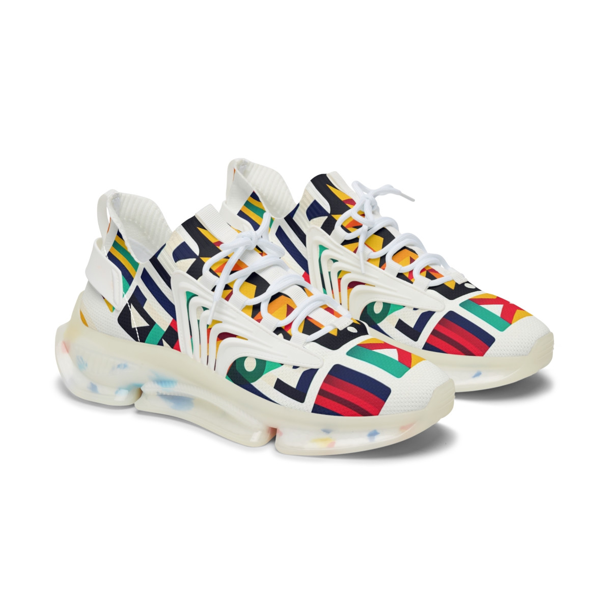"AfroPulse Kente Kicks" - Women's Mesh Sneaker