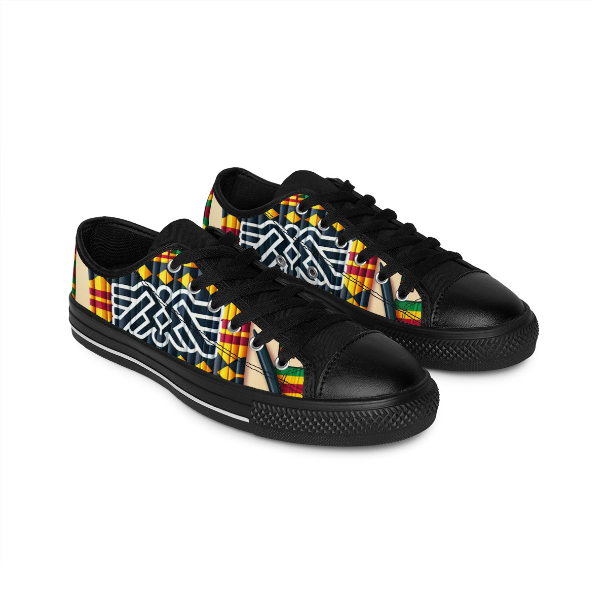 "Kente Kicks: Afrocentric Glamour in Every Step" - Women's Sneakers