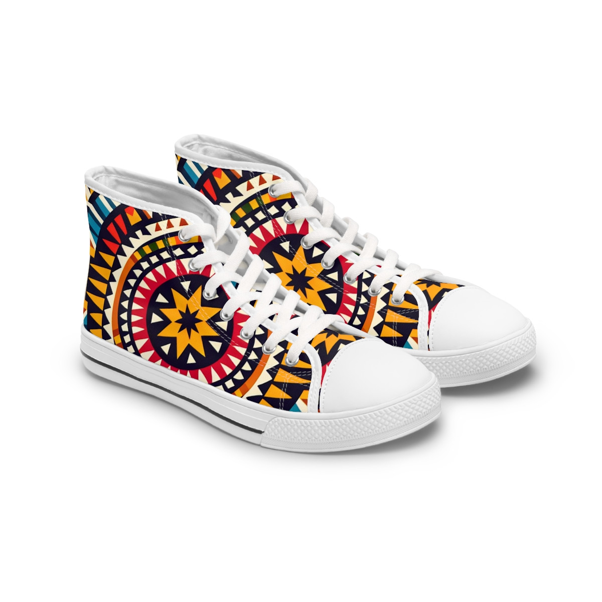 "Kente Kicks: Ghanian Groove Edition" - Womn's High top Sneakers