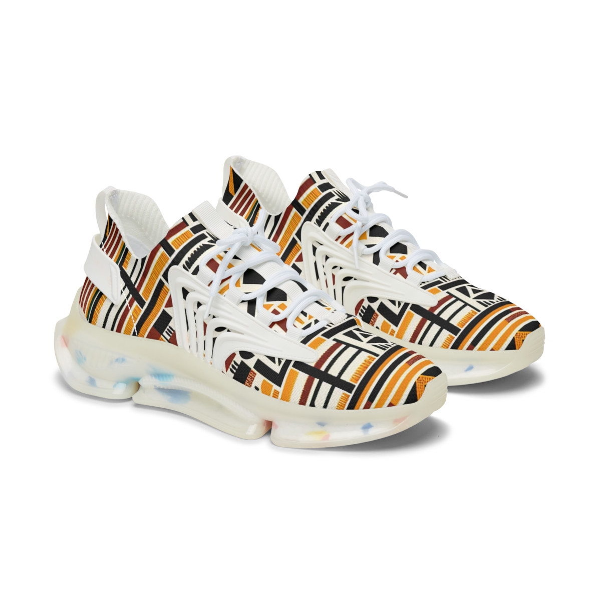 "AfroFusion Steps: Kente Kaleidoscope Sneakers" - Women's Mesh Sneaker