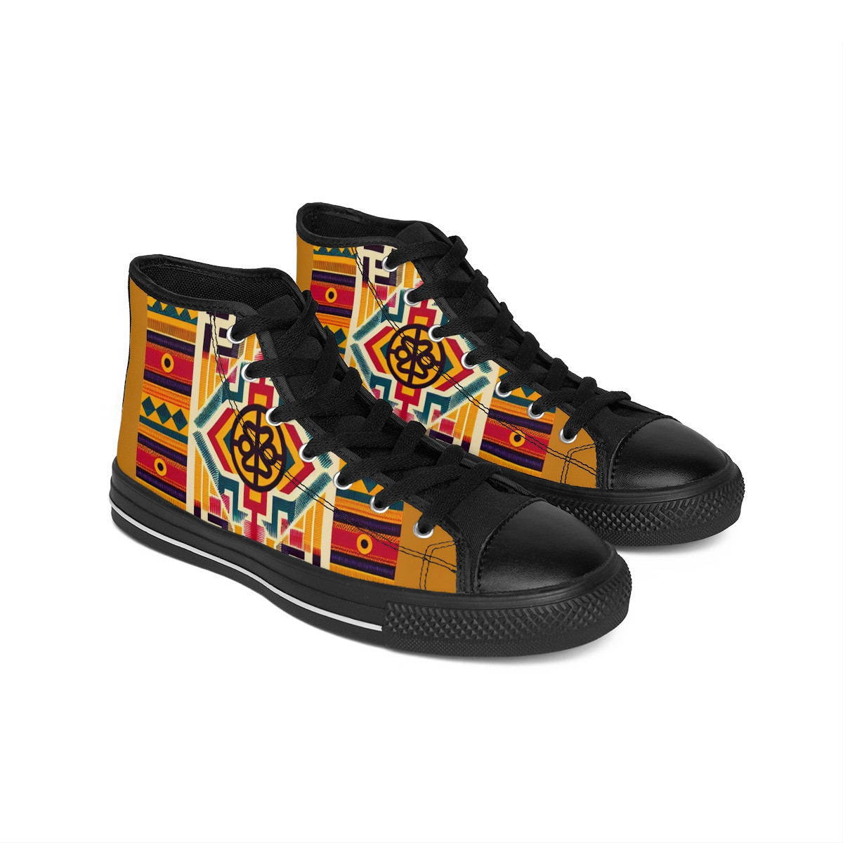 "Heritage Stride: Kente Fusion Sneakers" - Women's Classic Sneakers