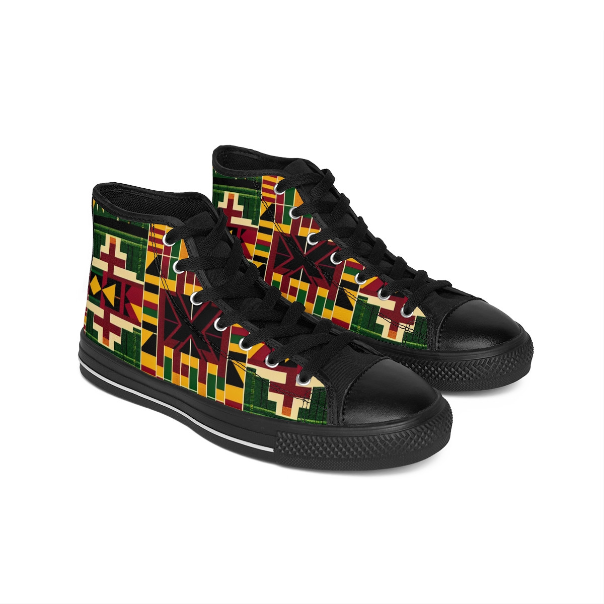 "AfroPulse Kente Kicks" - Women's Classic Sneakers