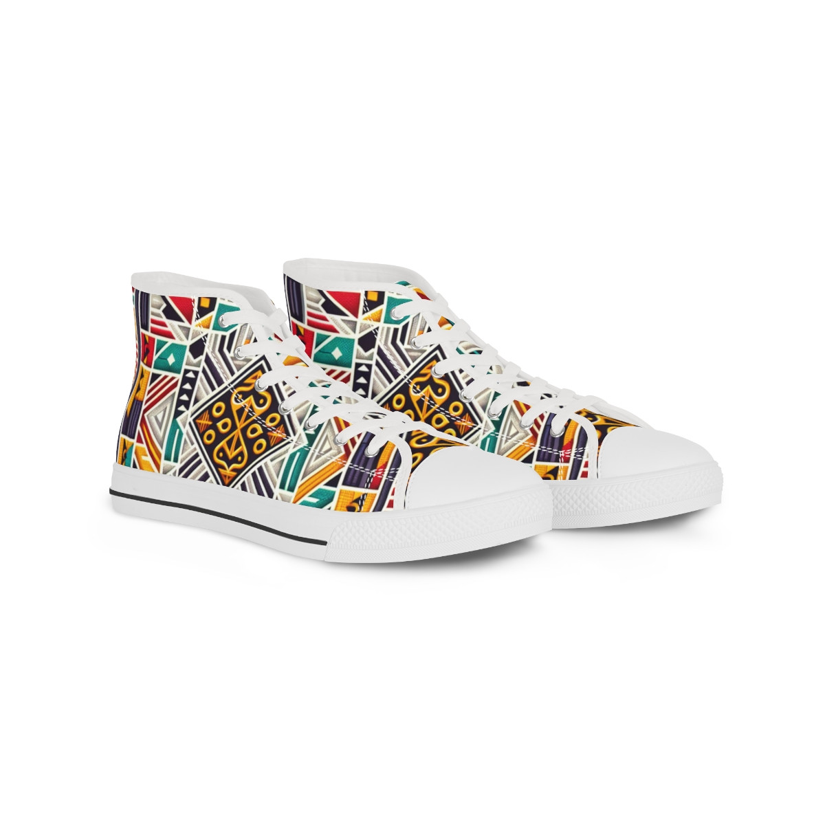 "AfroDazzle Kente Kicks" - Men's High top Sneakers