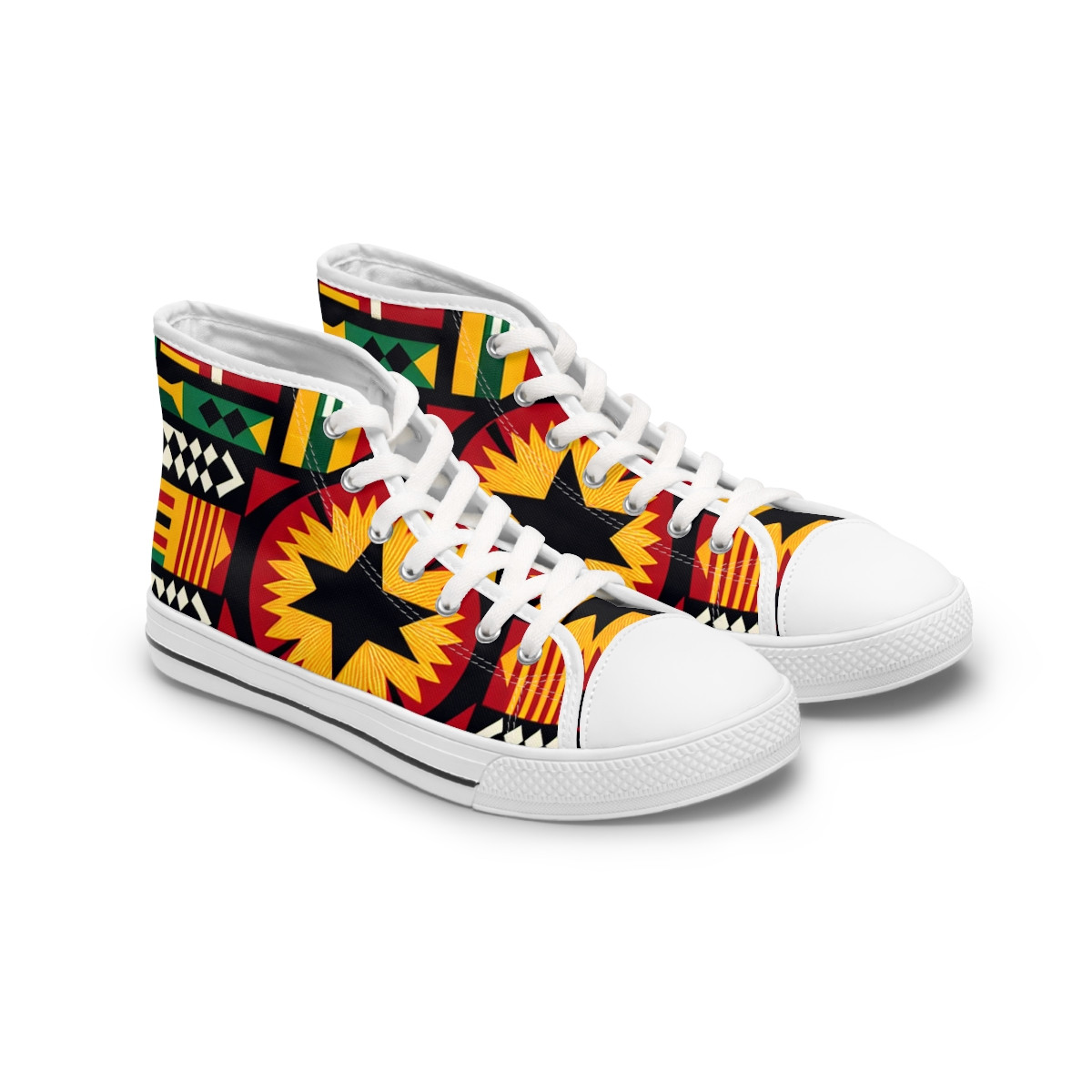 "AfroFusion Kente Kicks" - Womn's High top Sneakers