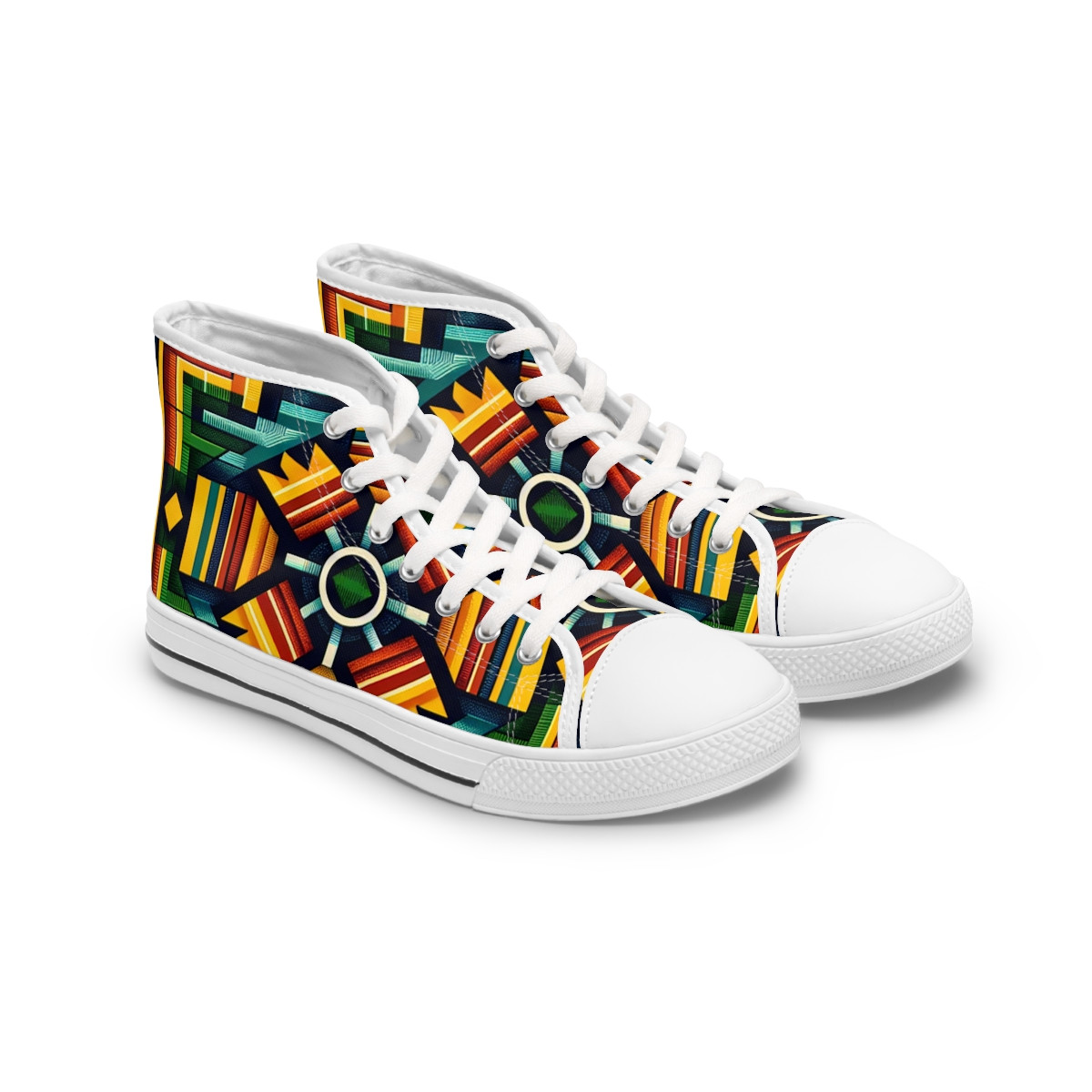 "Afrocentric Kente Kicks" - Womn's High top Sneakers