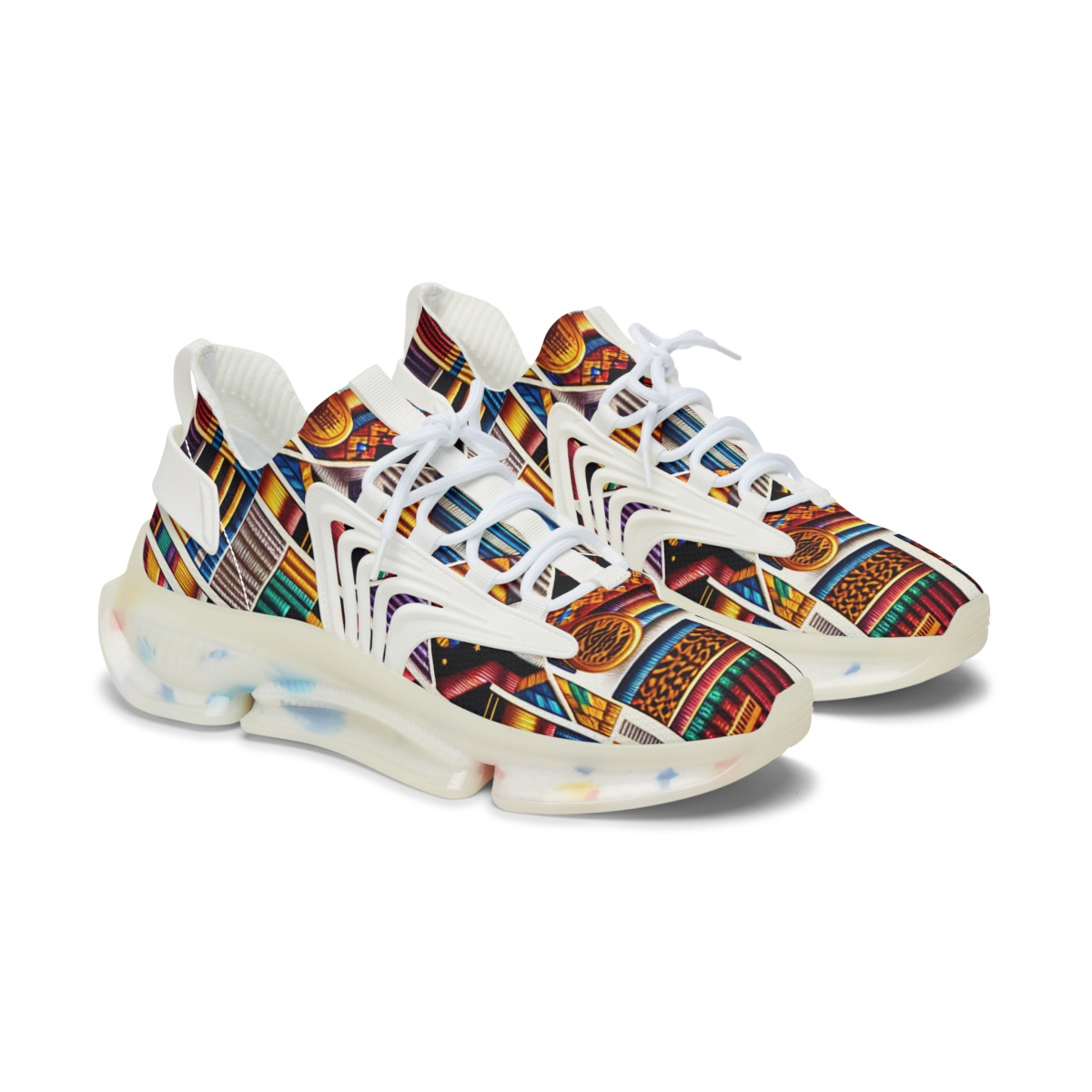 "AfroFusion Kente Kicks" - Women's Mesh Sneaker