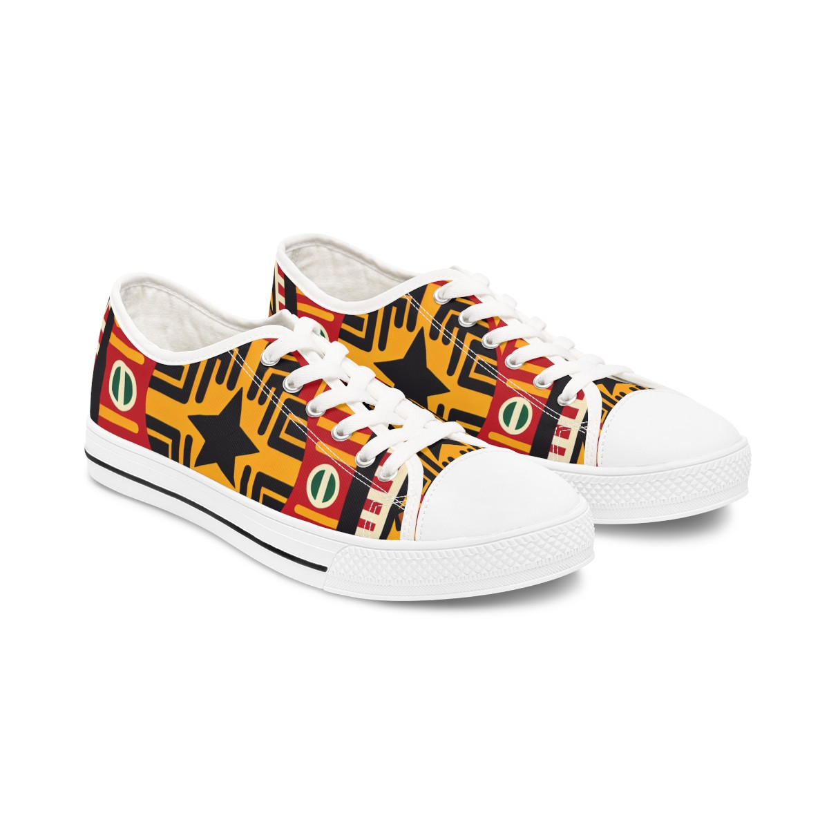 "AfroFusion Rhythm Steps" - Women's Lowtop Sneakers