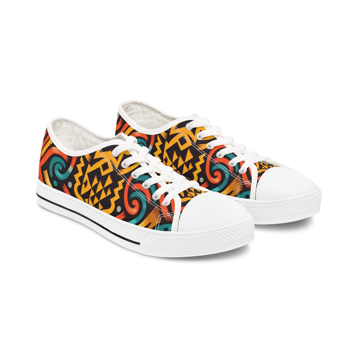 "AfroKicks: Kente Tapestry Sneakers" - Women's Lowtop Sneakers