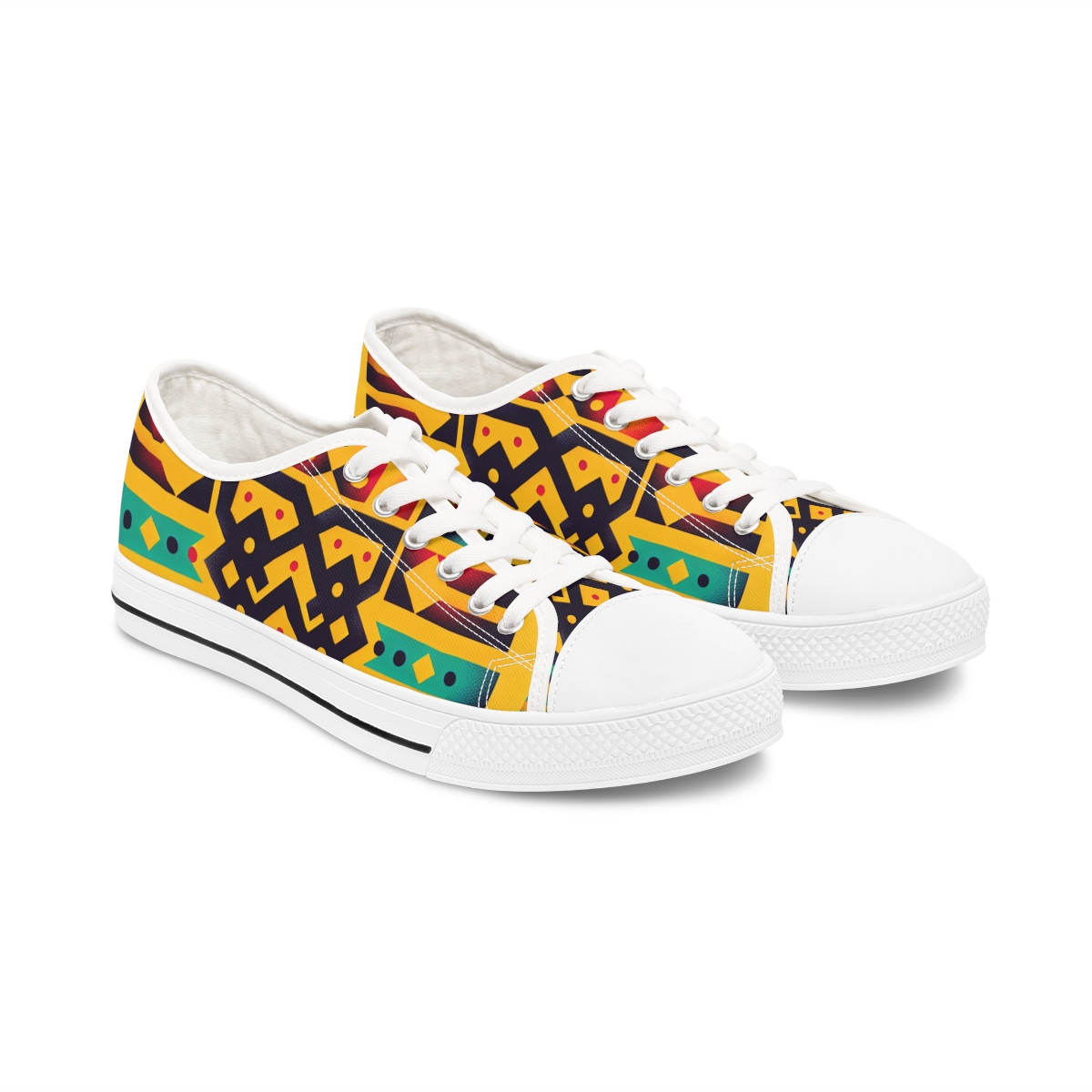 "AfroPulse Kente Kicks" - Women's Lowtop Sneakers