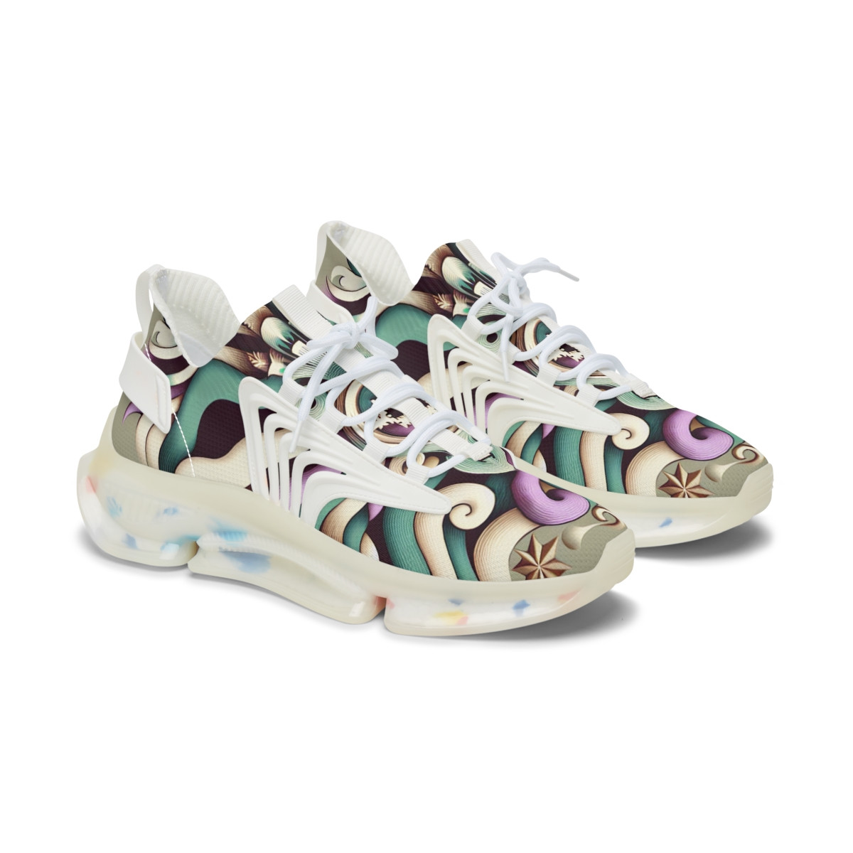 "Heritage Stride: Kente Kaleidoscope Sneakers" - Women's Mesh Sneaker
