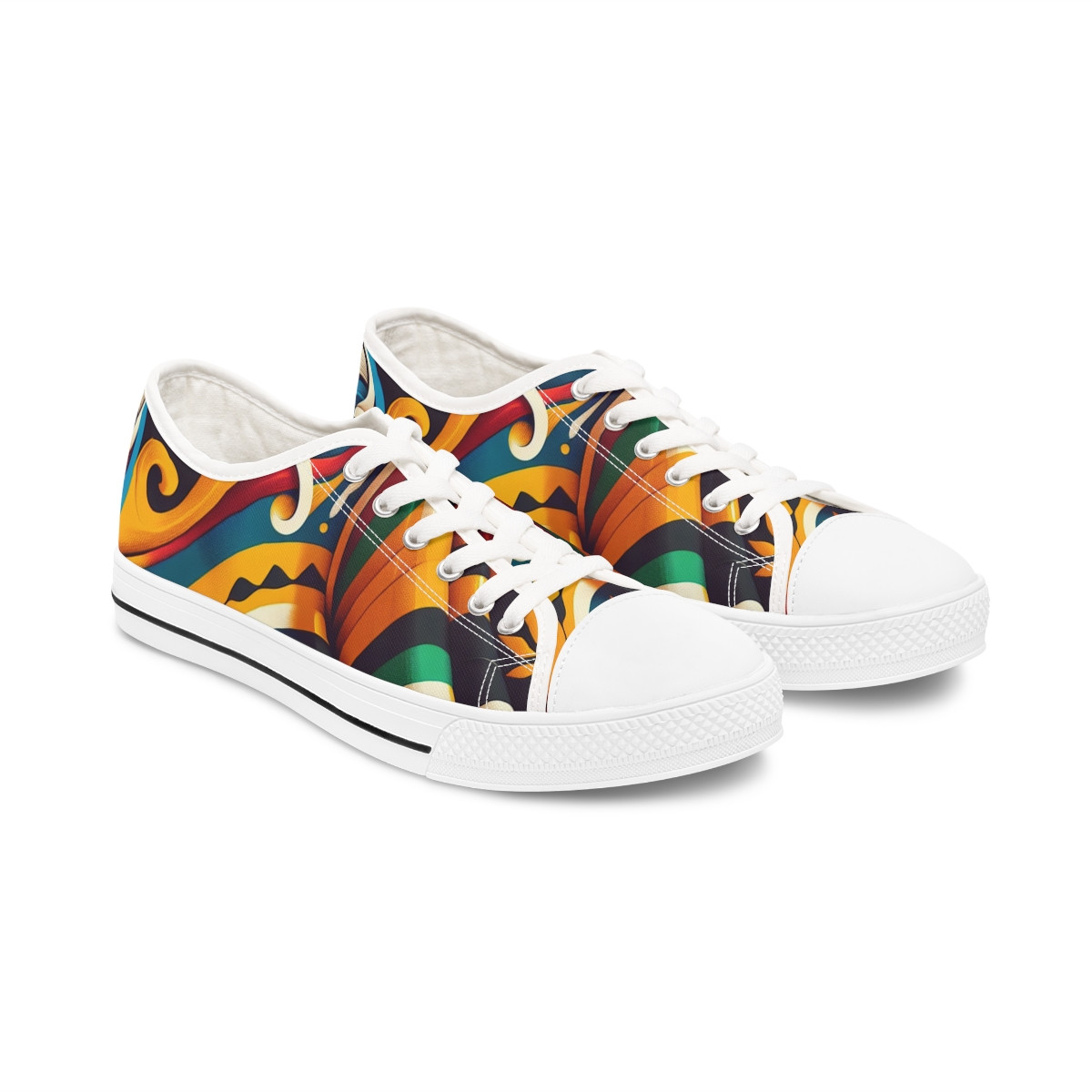 "AfroFusion Kente Kicks" - Women's Lowtop Sneakers
