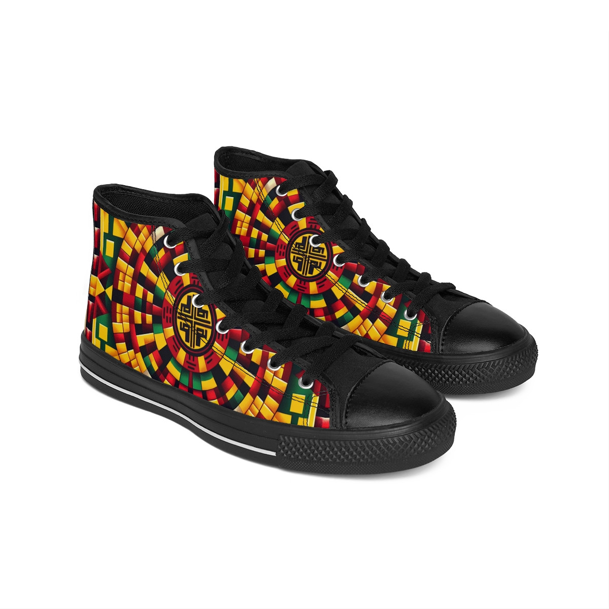 "AkanStride: Vibrant Kente Kicks" - Men's Classic Sneakers