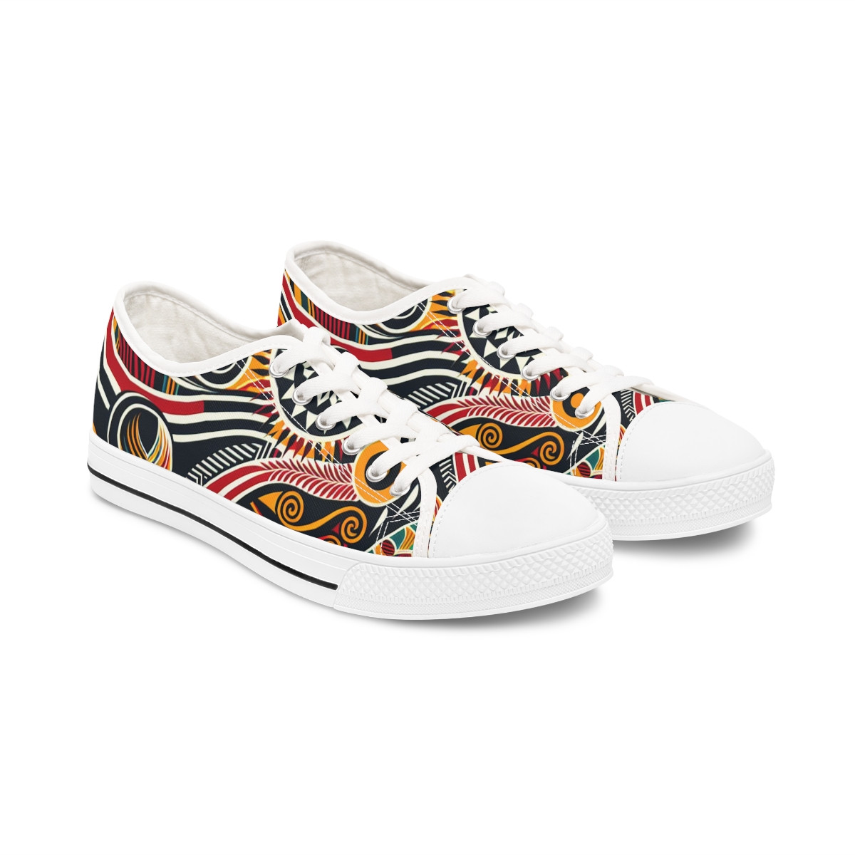 "AfroFusion Kente Kicks" - Women's Lowtop Sneakers