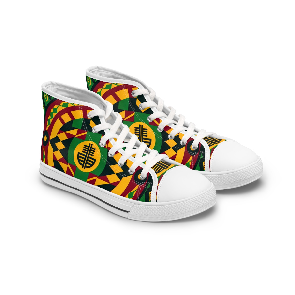 "AfricaStride: The Kente Kaleidoscope Kicks" - Womn's High top Sneakers
