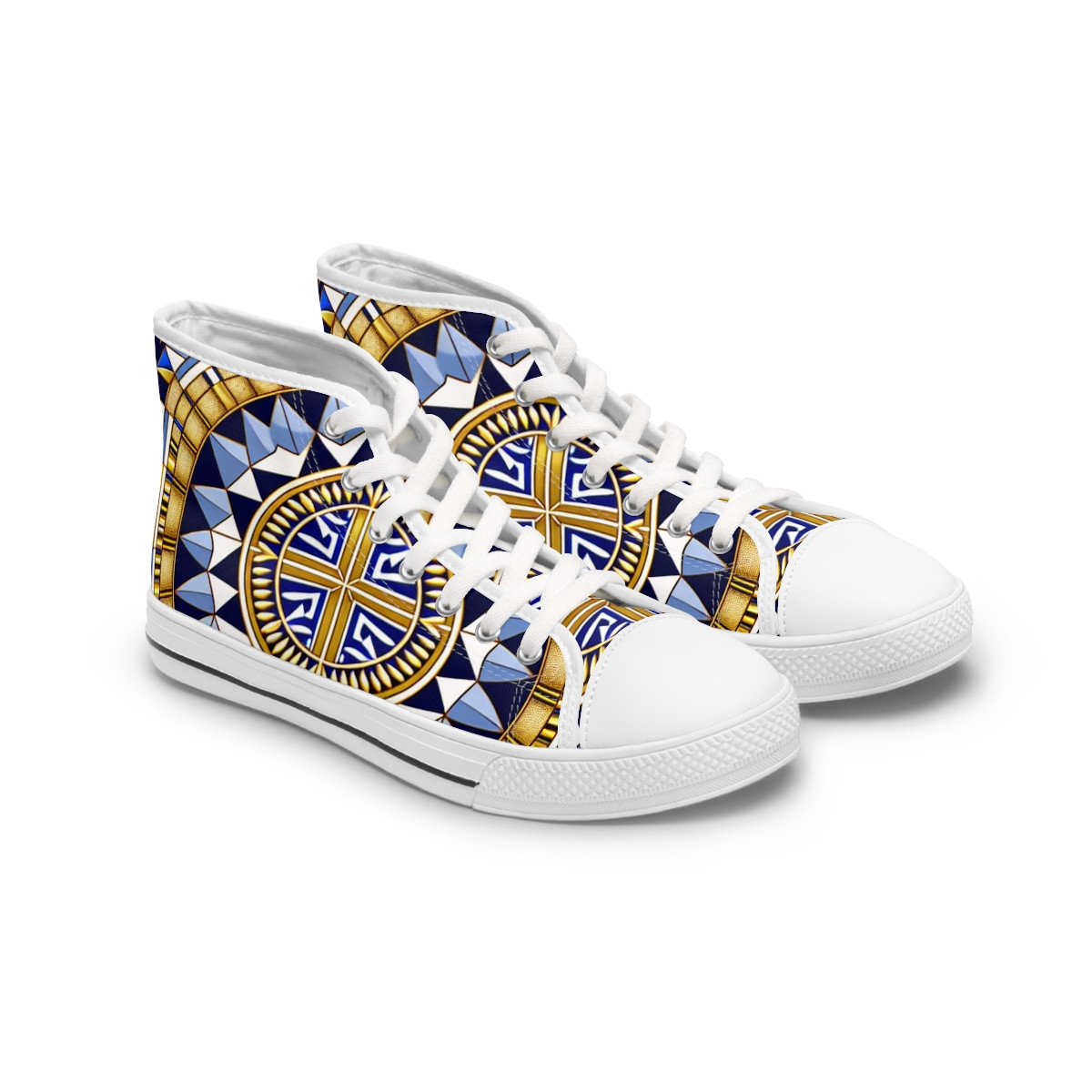 "Heritage Stride: Kente Kaleidoscope Sneakers" - Womn's High top Sneakers