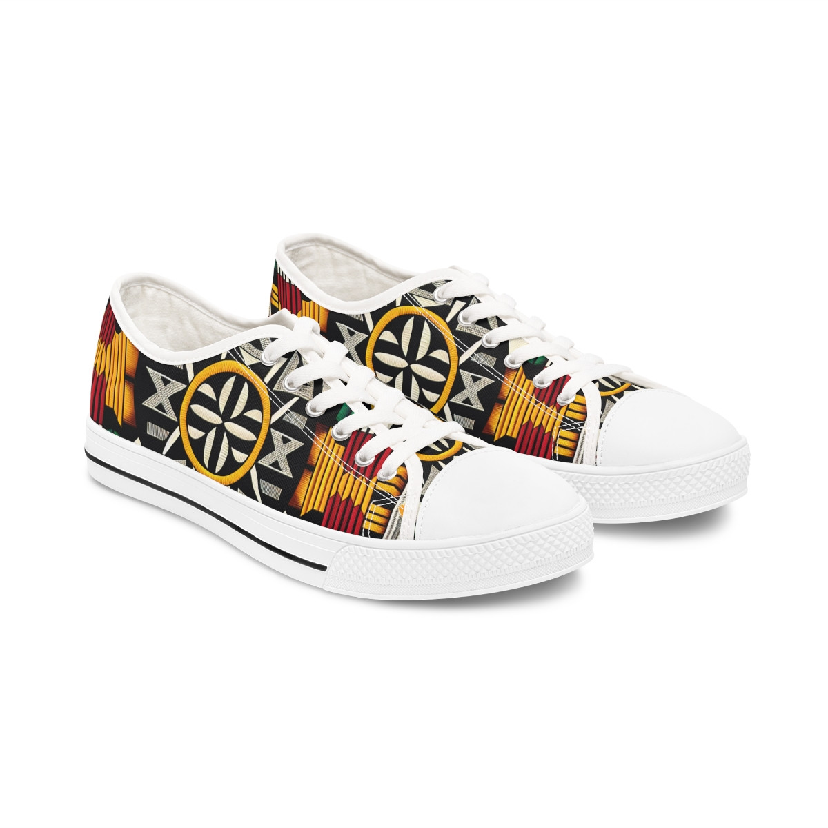 "Afro-Fusion Kente Kicks" - Women's Lowtop Sneakers