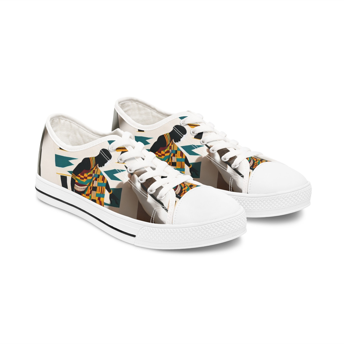 "AfroStride Kente Kicks" - Women's Lowtop Sneakers