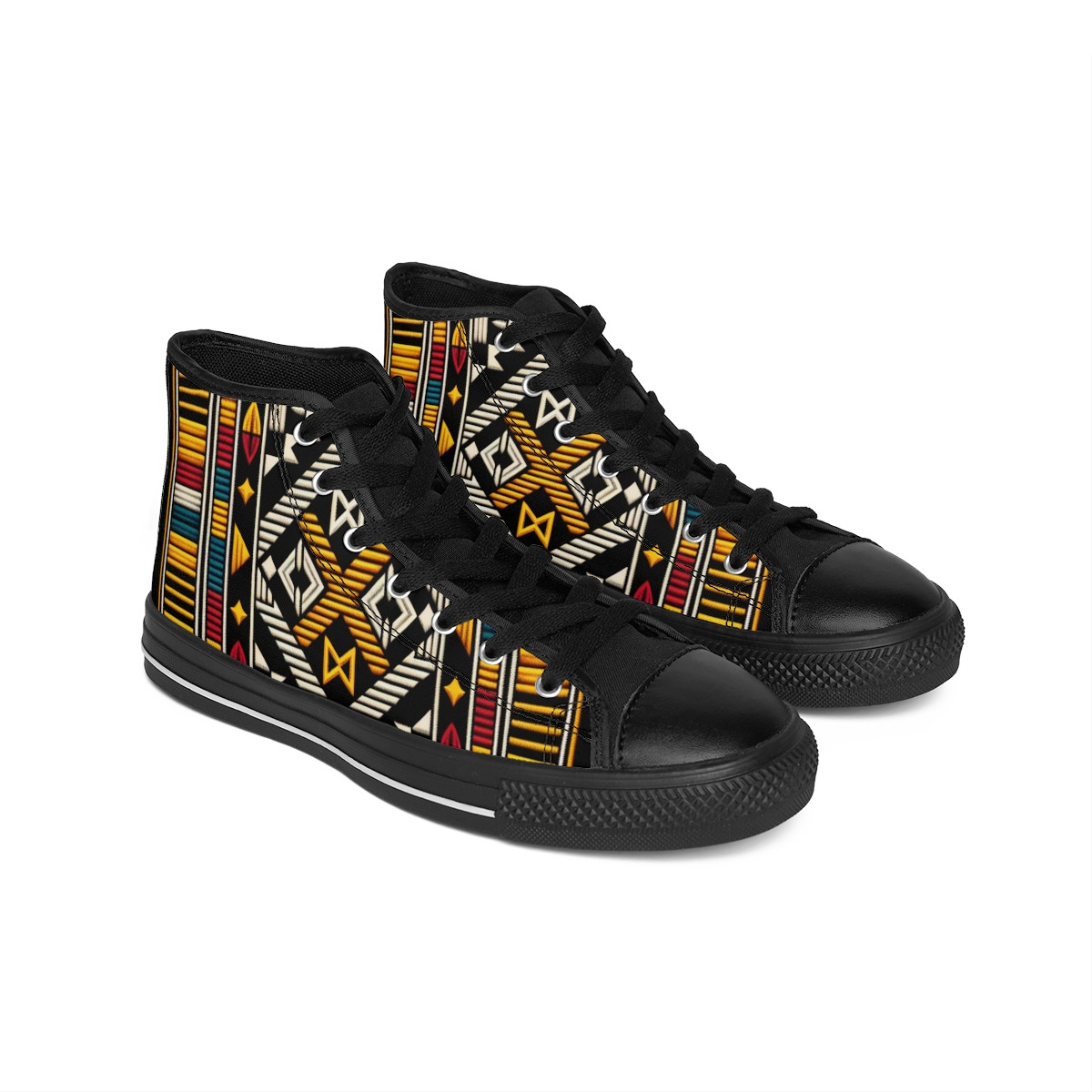 "Heritage Stride: Kente Fusion Sneakers" - Women's Classic Sneakers