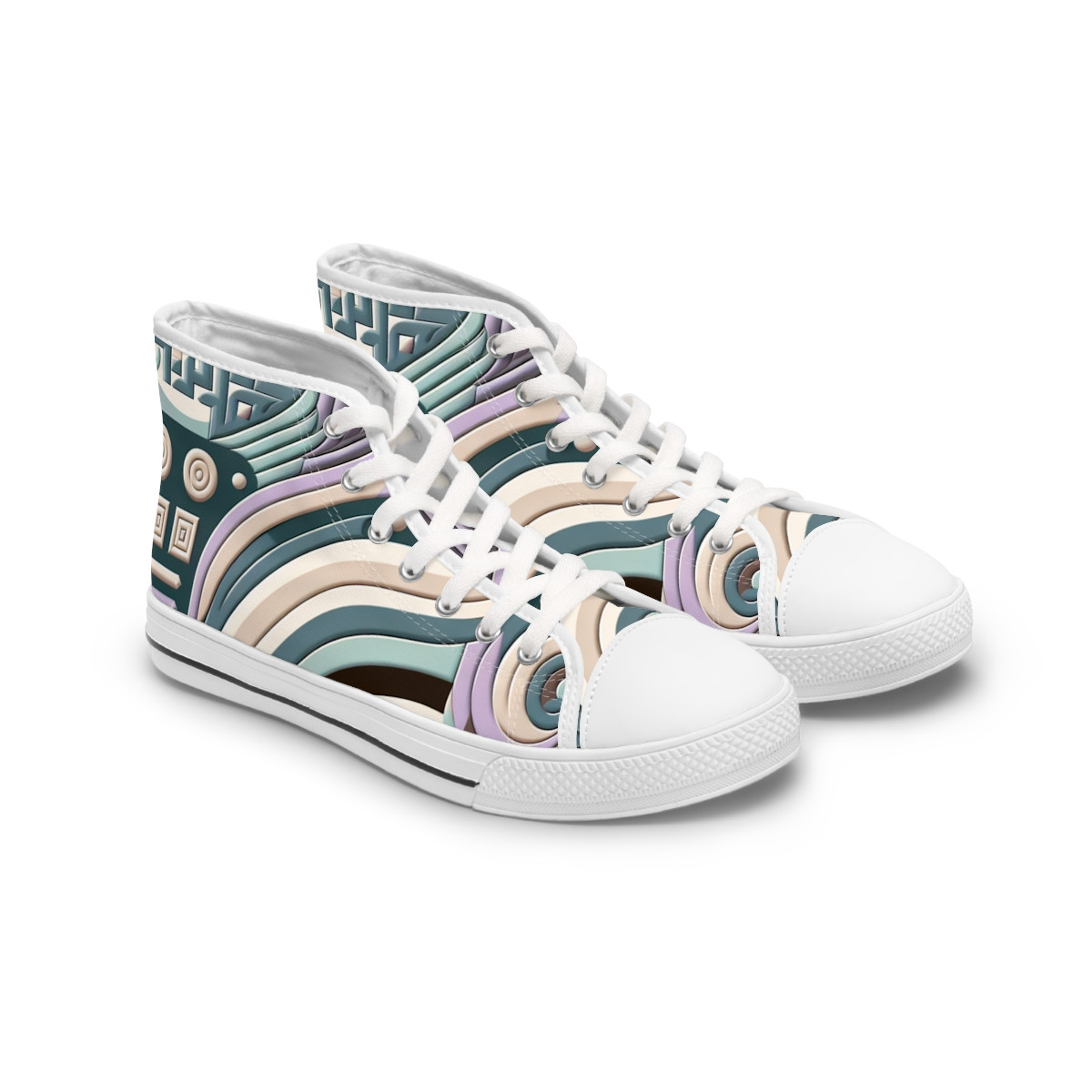 "AfroStride Kente Kaleidoscope Sneakers" - Womn's High top Sneakers