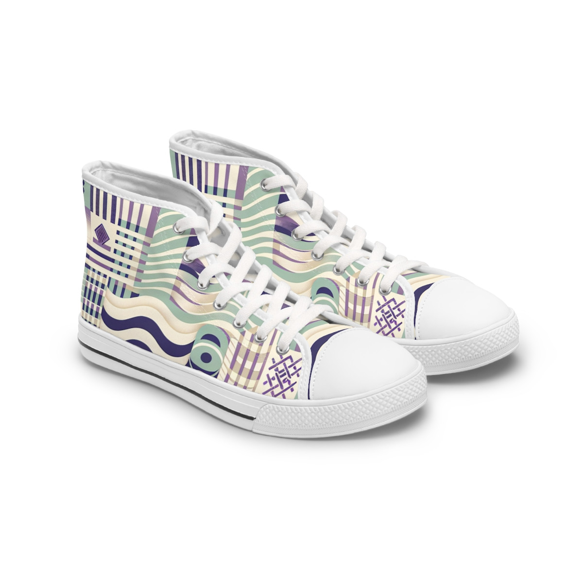 "Heritage Stride: Kente Expression Sneakers" - Womn's High top Sneakers