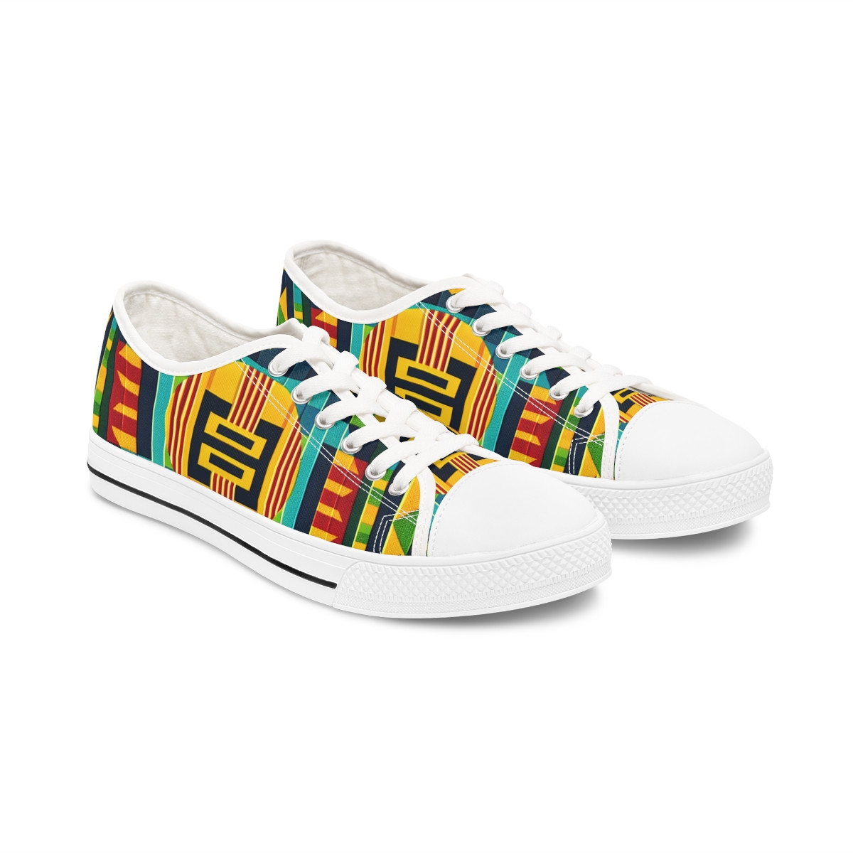 "Adinkra Stride: Kente Fusion Sneakers" - Women's Lowtop Sneakers