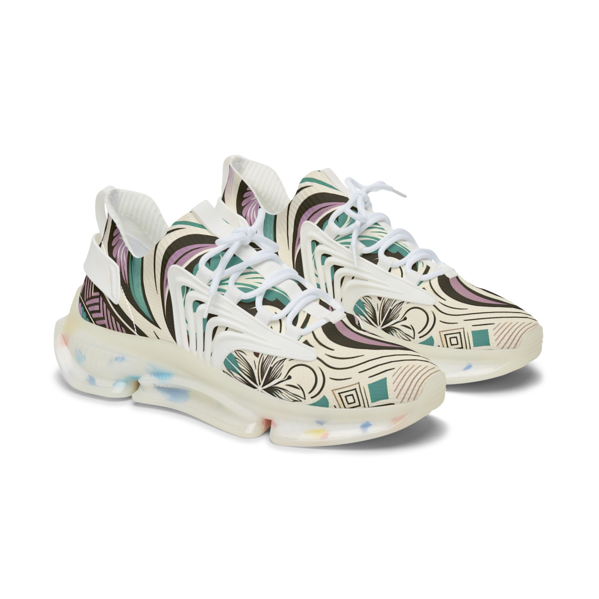 "AfroStride: Kente Kaleidoscope Sneakers" - Women's Mesh Sneaker