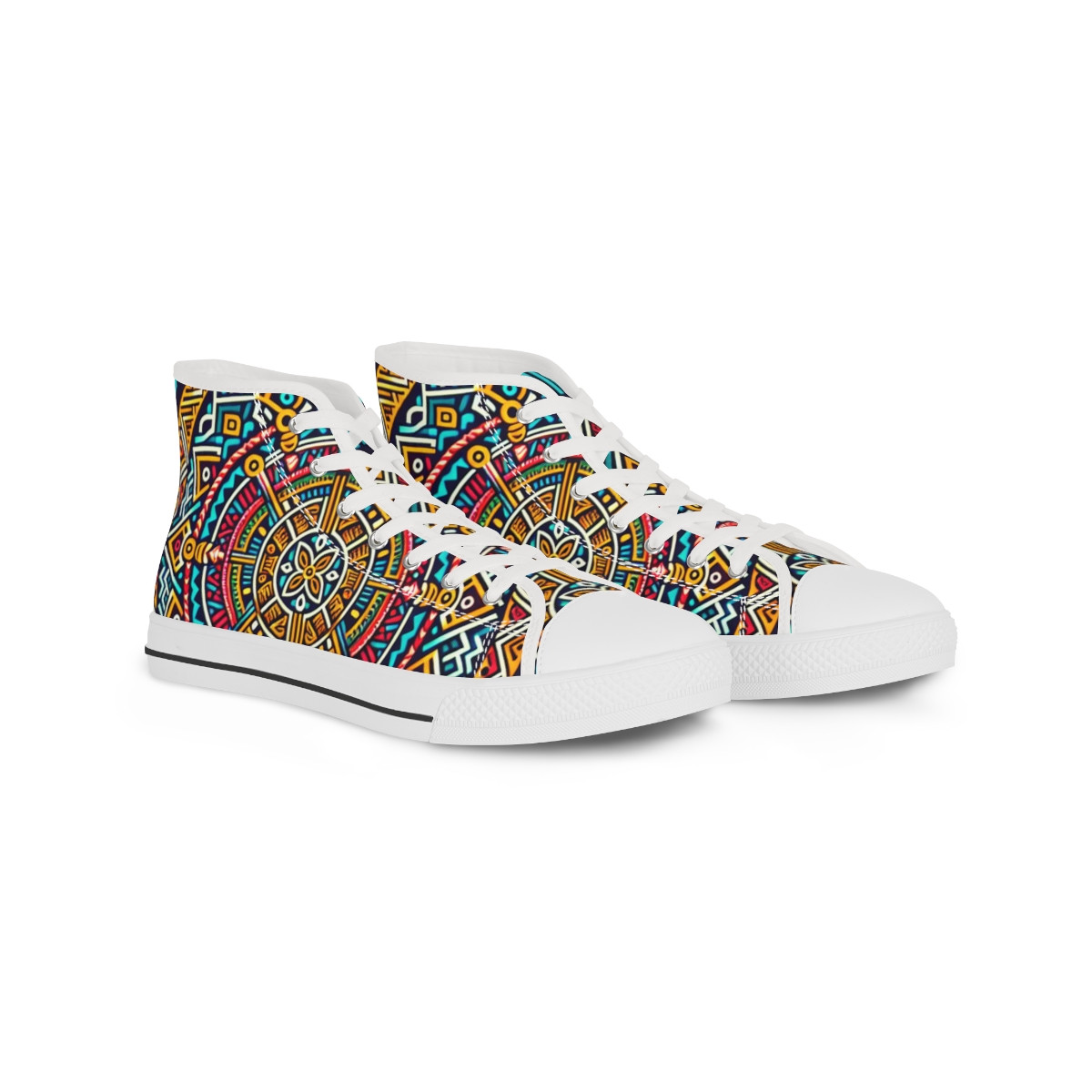 "Kente Kaleidoscope Kicks" - Men's High top Sneakers