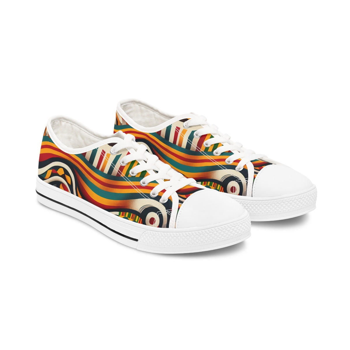 "AfroRhythm Kente Kicks" - Women's Lowtop Sneakers