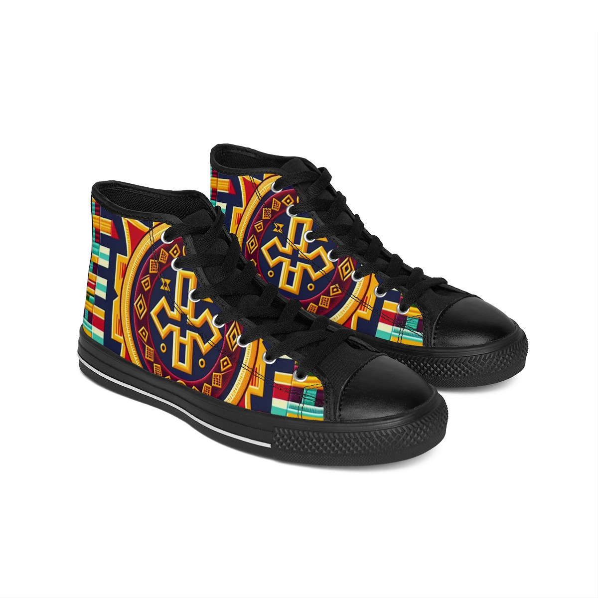 "Heritage Stride Kente Kicks" - Women's Classic Sneakers