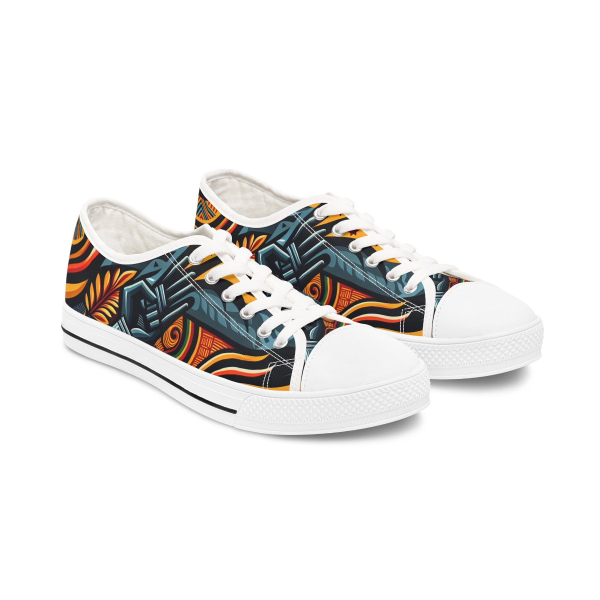 "AfroStride Kente Kicks" - Women's Lowtop Sneakers