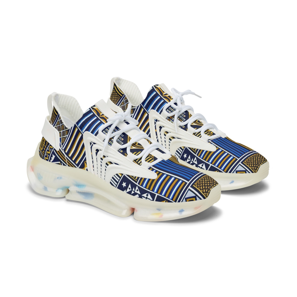 "Heritage Stride: Kente Kaleidoscope Sneakers" - Women's Mesh Sneaker