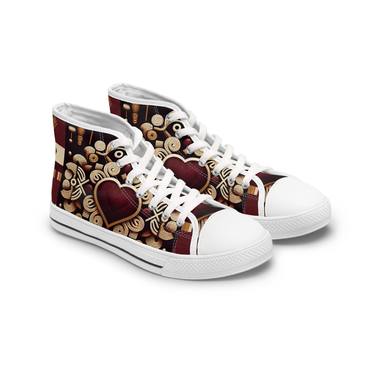 "Heritage Stride: Kente Kaleidoscope Sneakers" - Womn's High top Sneakers