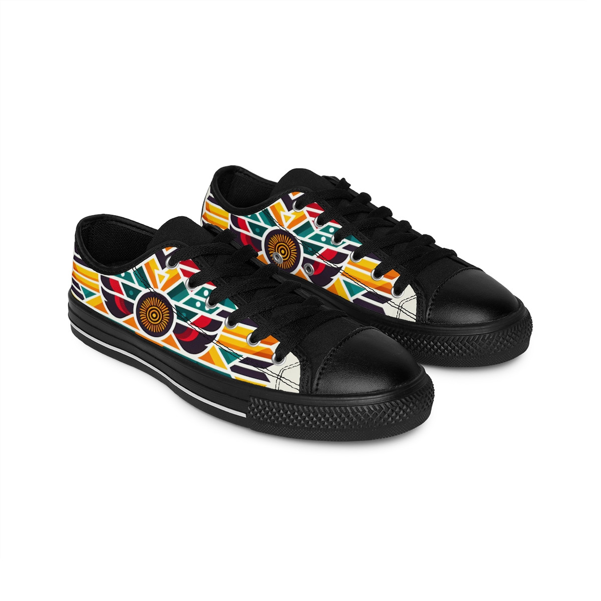 "Heritage Stride: Kente Kaleidoscope Sneakers" - Women's Sneakers